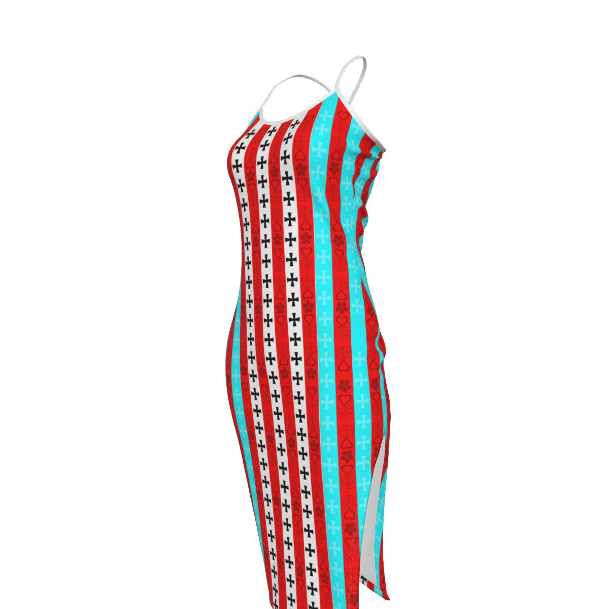Striped Down Crossed Cami Midi Dress