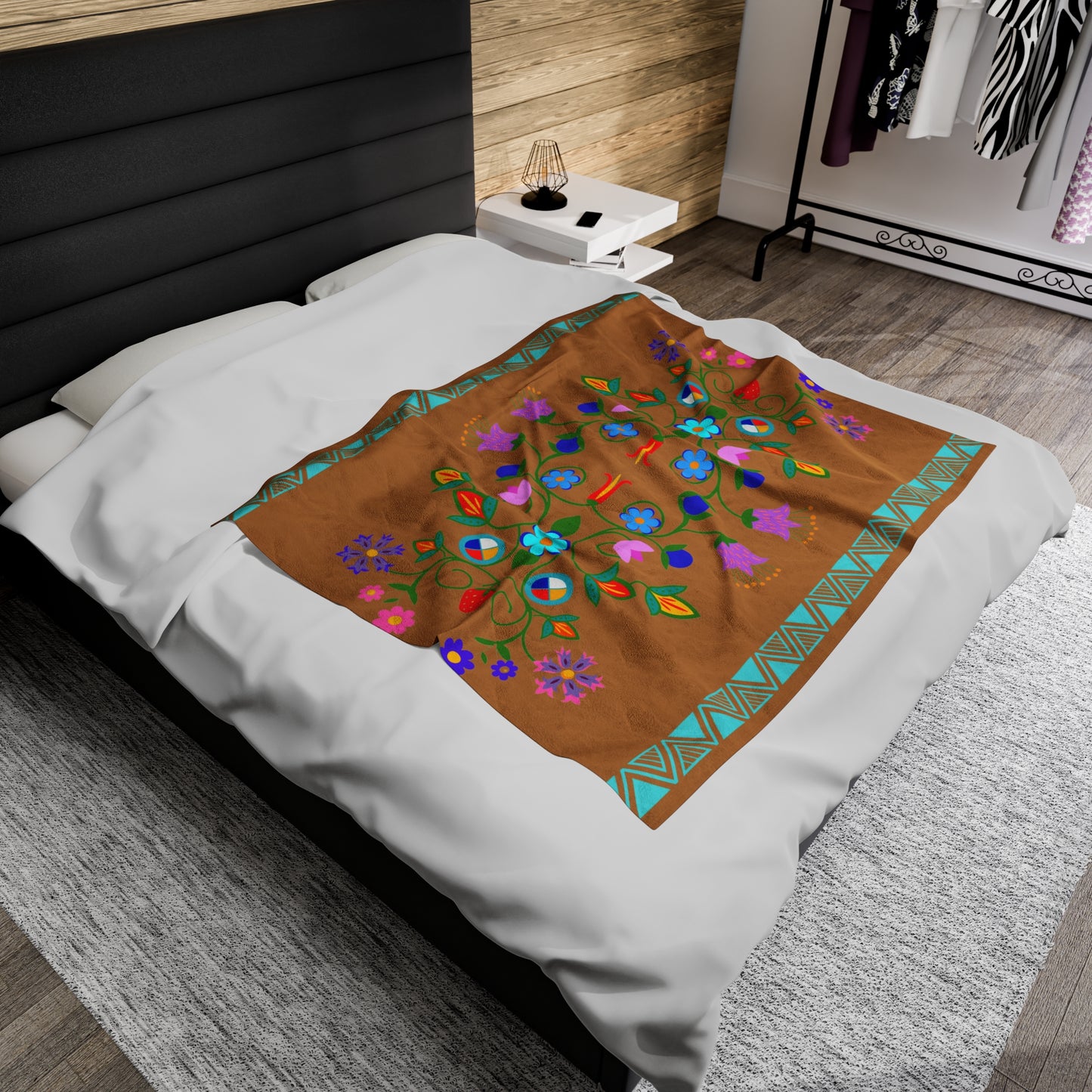 Native Floral Plush Blanket