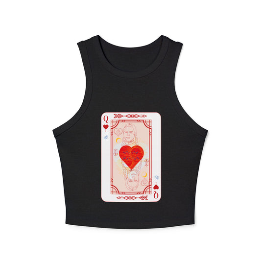 Queen Of Hearts Micro Rib Racer Tank Top
