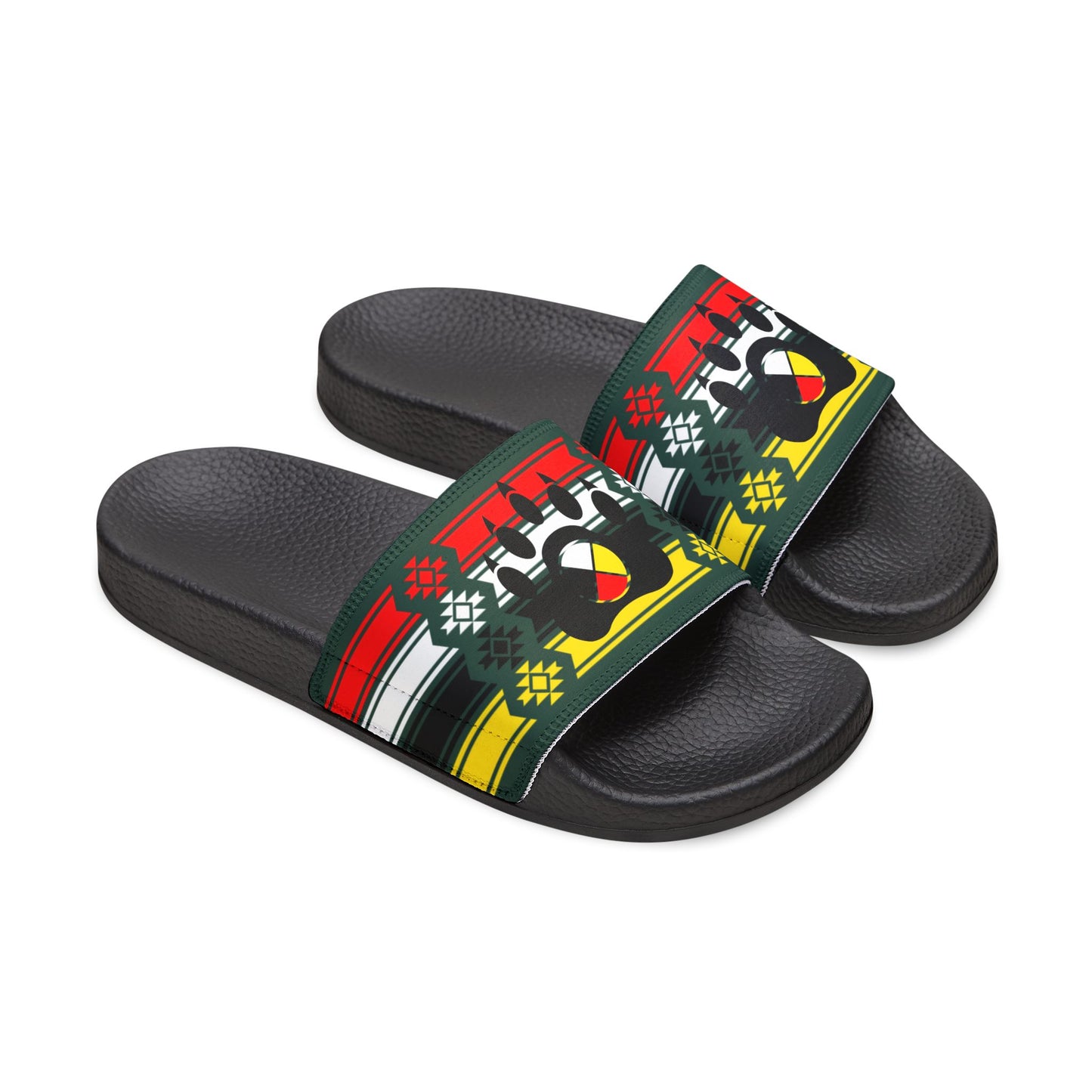 Men's Native Medicine Wheel Bear Slide Sandals