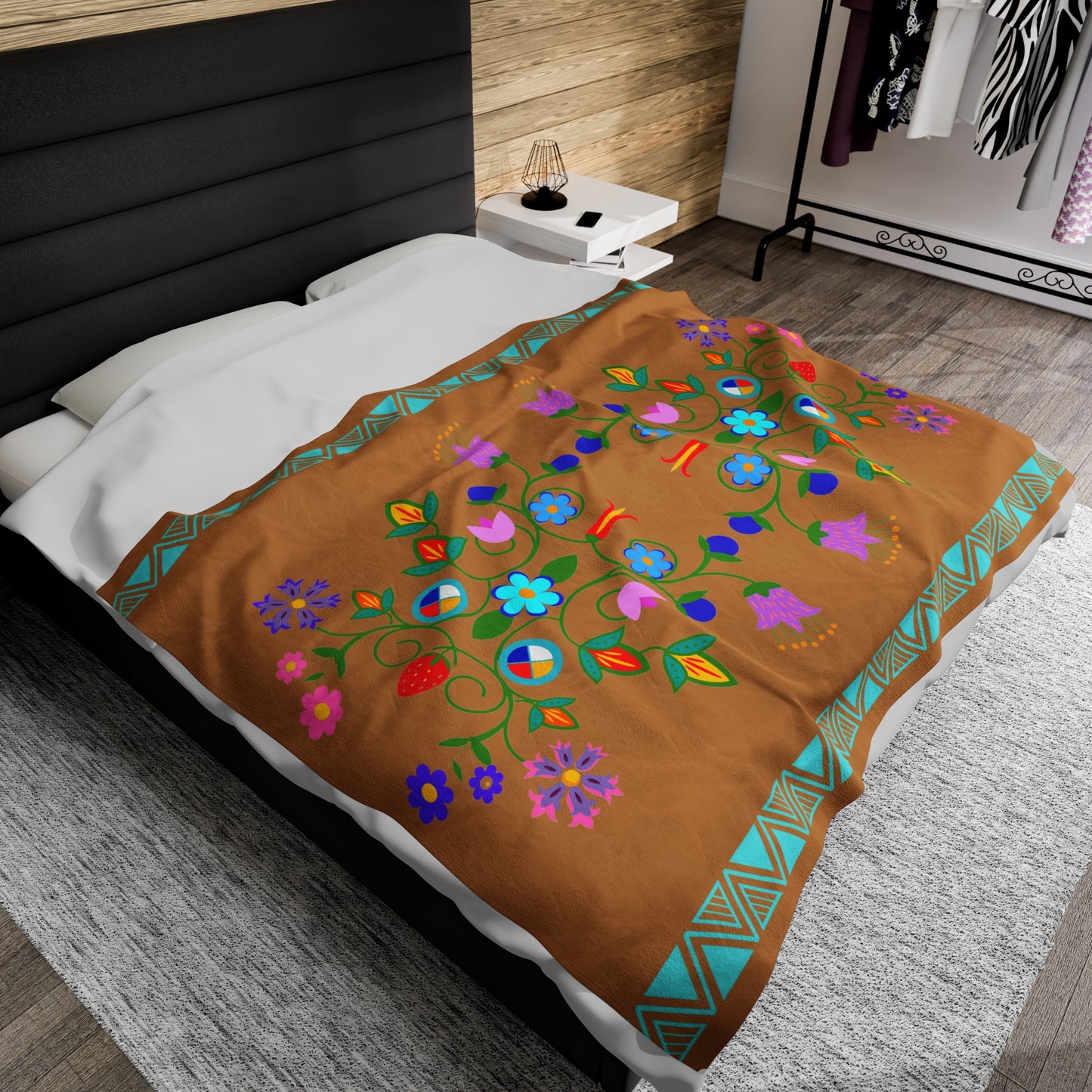 Native Floral Plush Blanket