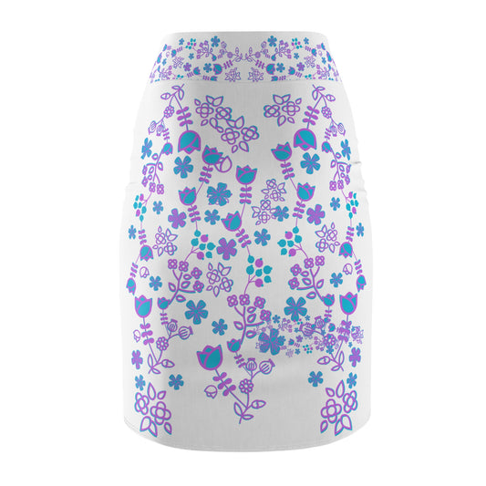 Native Floral Women's Pink Pencil Skirt