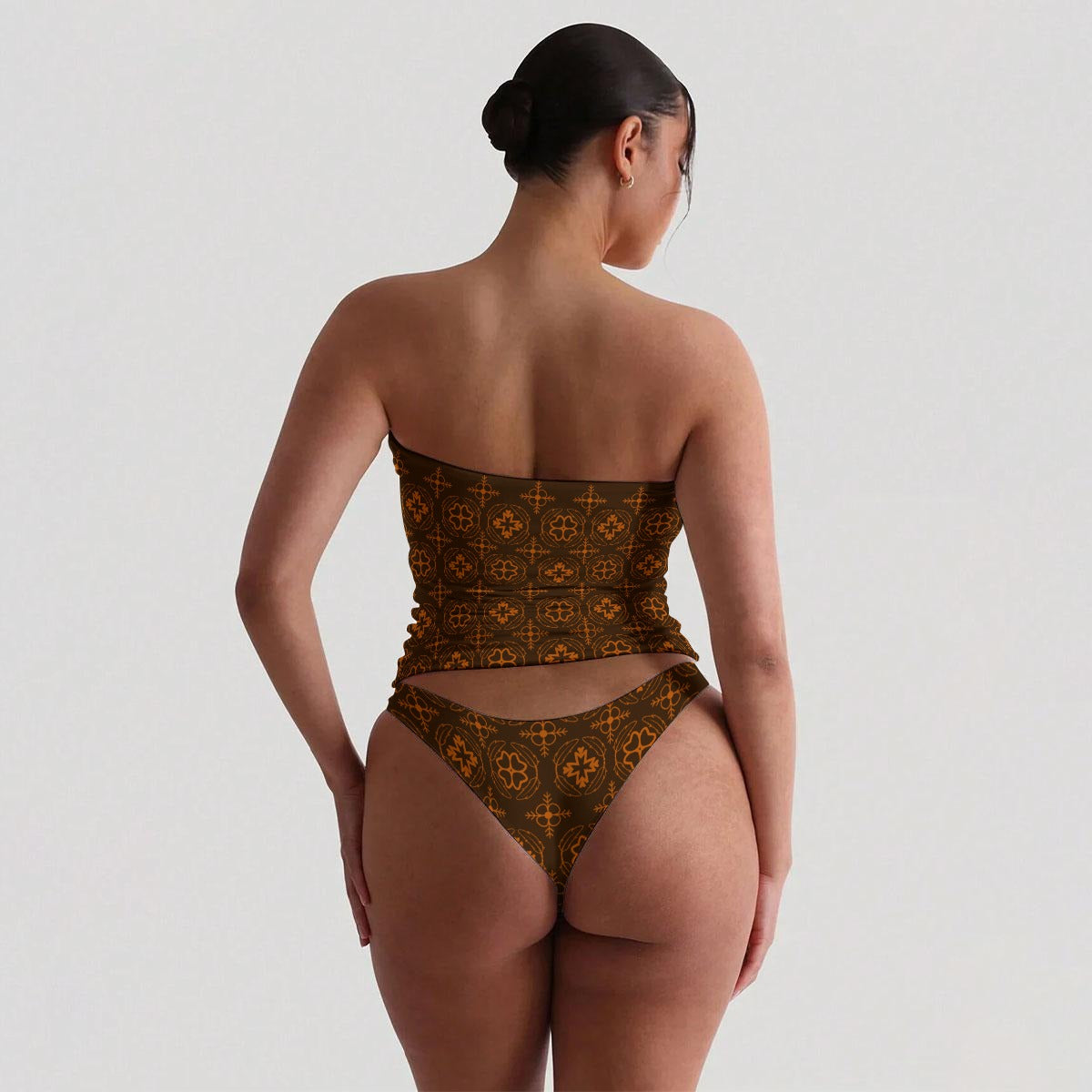 Floral Feather Sheer Lounge Thong Set