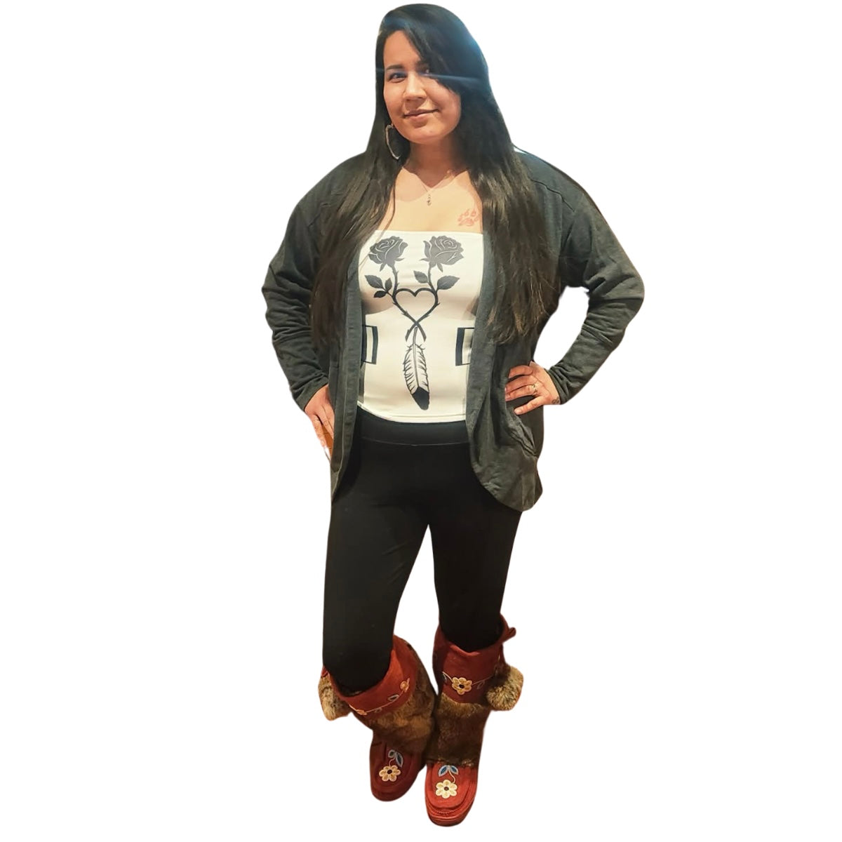 Rose Feather Tube Top