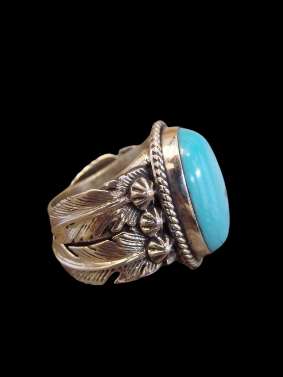 Navajo Sterling Silver Turquoise Ring Signed  Sz 6.5