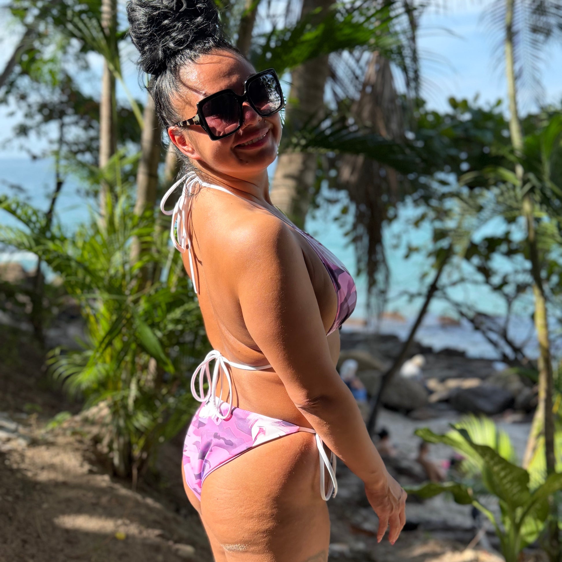 Camo Feather Native Pink bikini set Indigenous swim wear