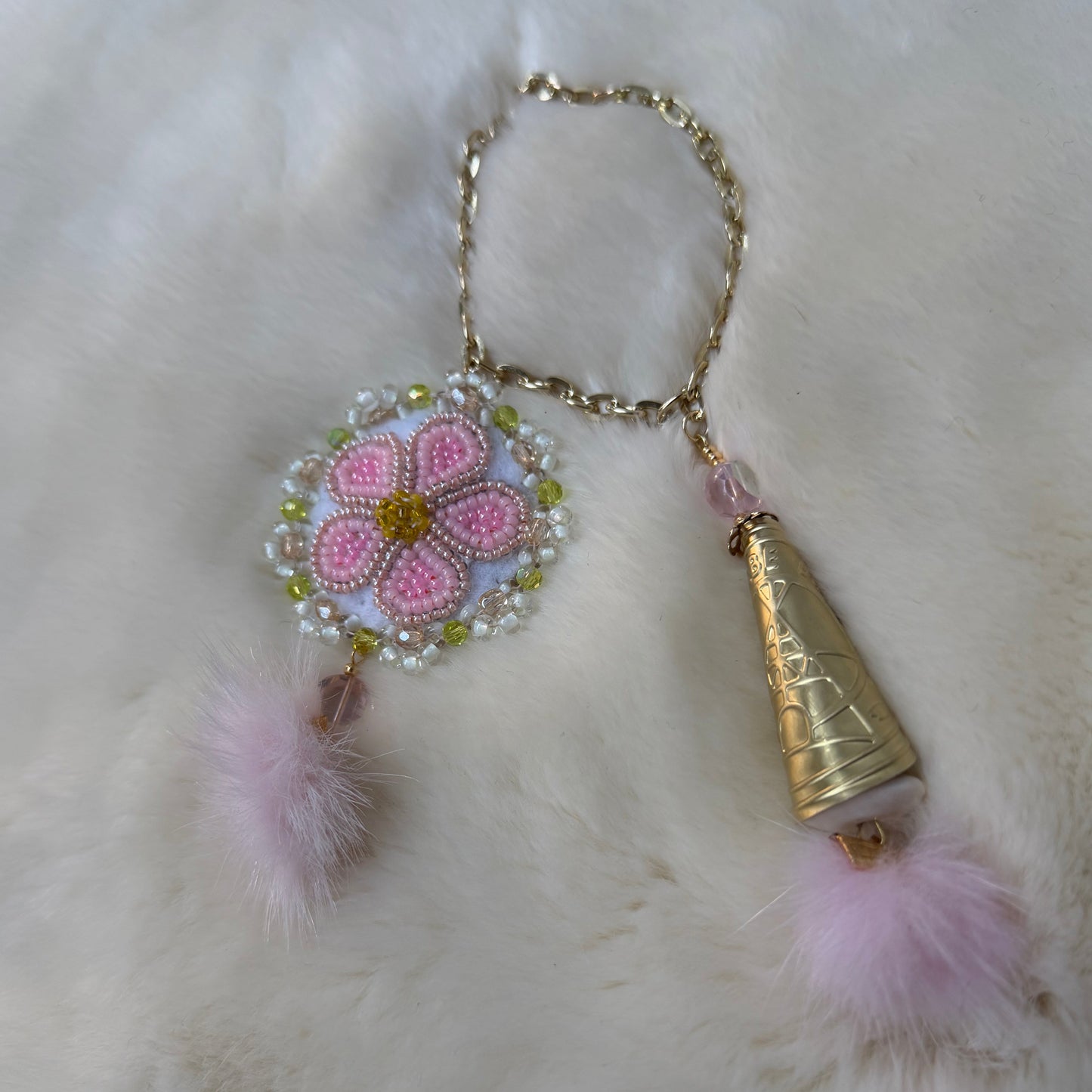 Cherry Blossom Beaded Bag Charm & Jingle