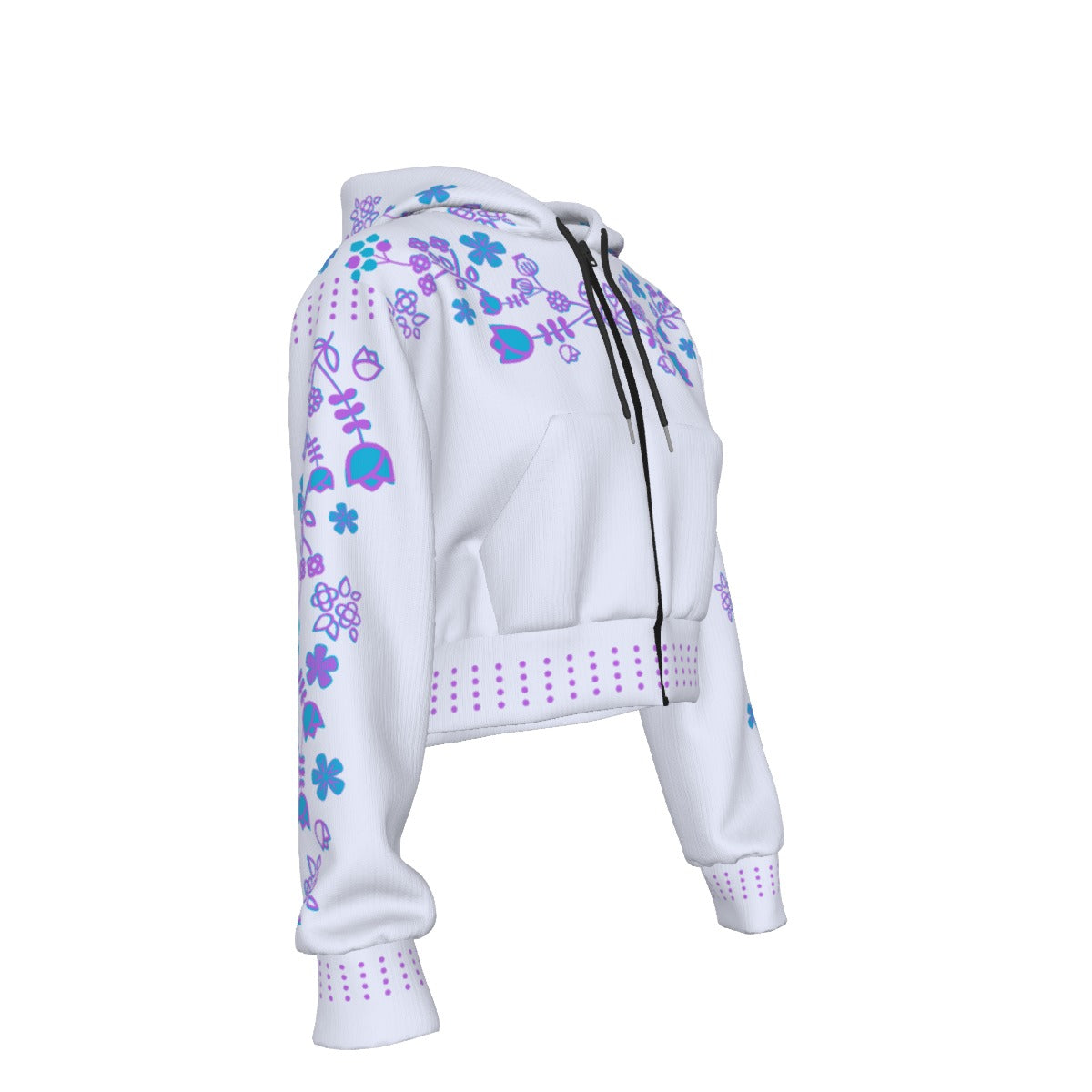 Floral Cropped Zip up Hoodie