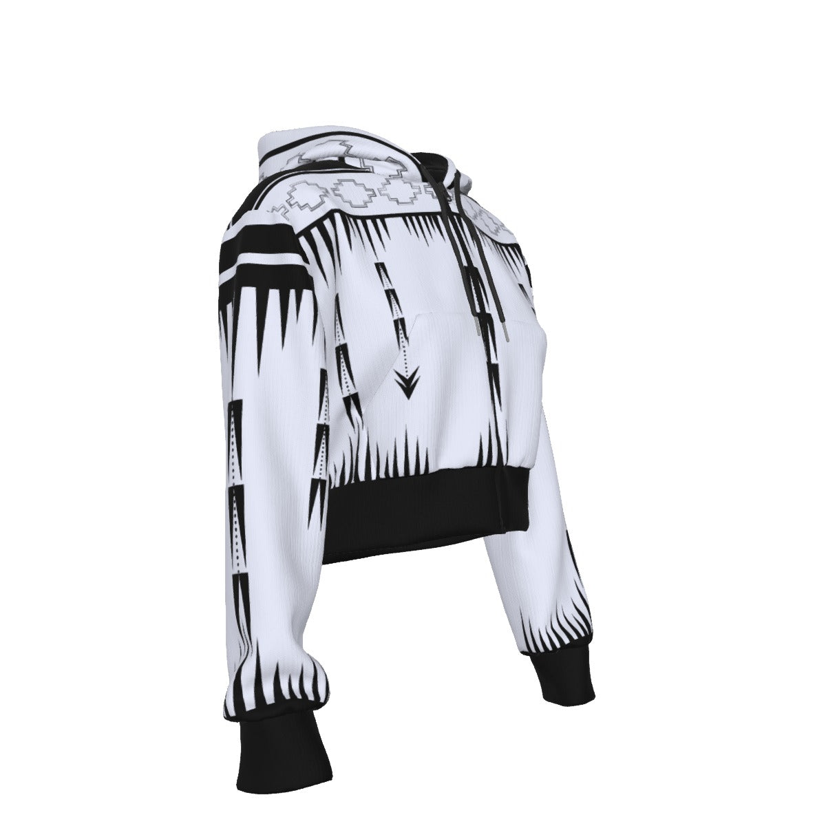 Native Print Cropped Zip up Hoodie