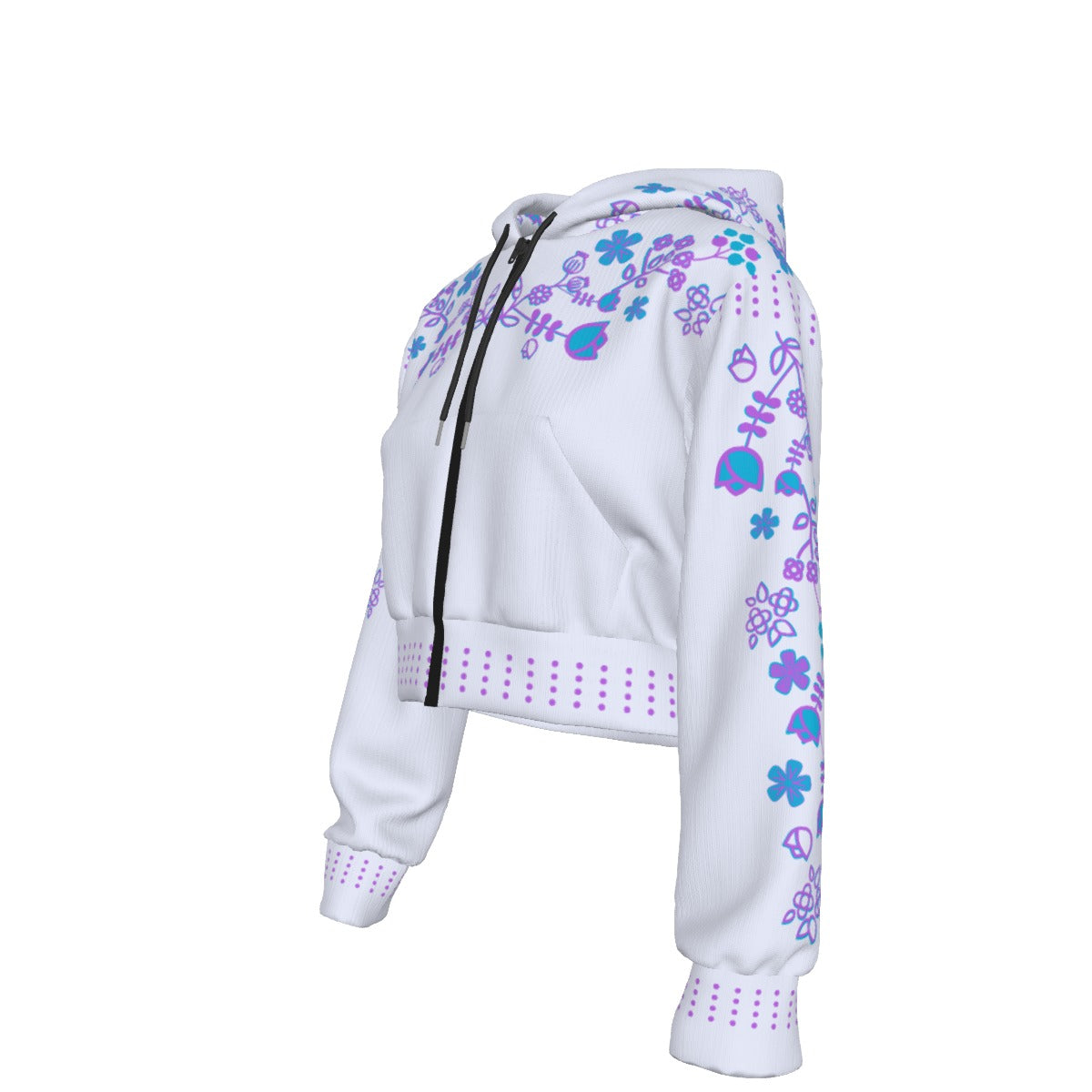 Floral Cropped Zip up Hoodie