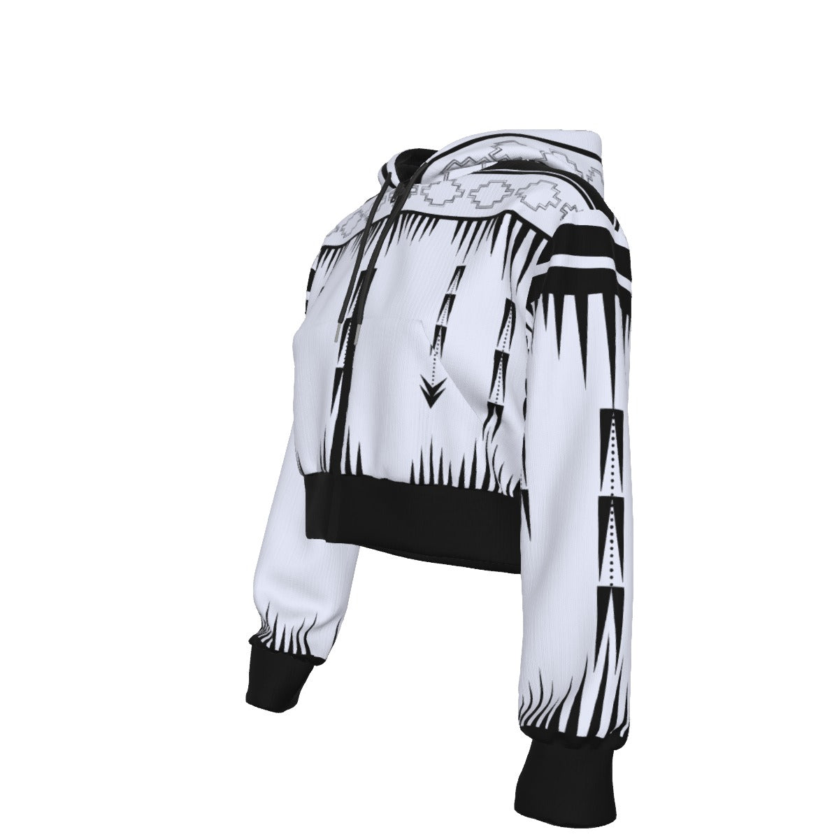 Native Print Cropped Zip up Hoodie
