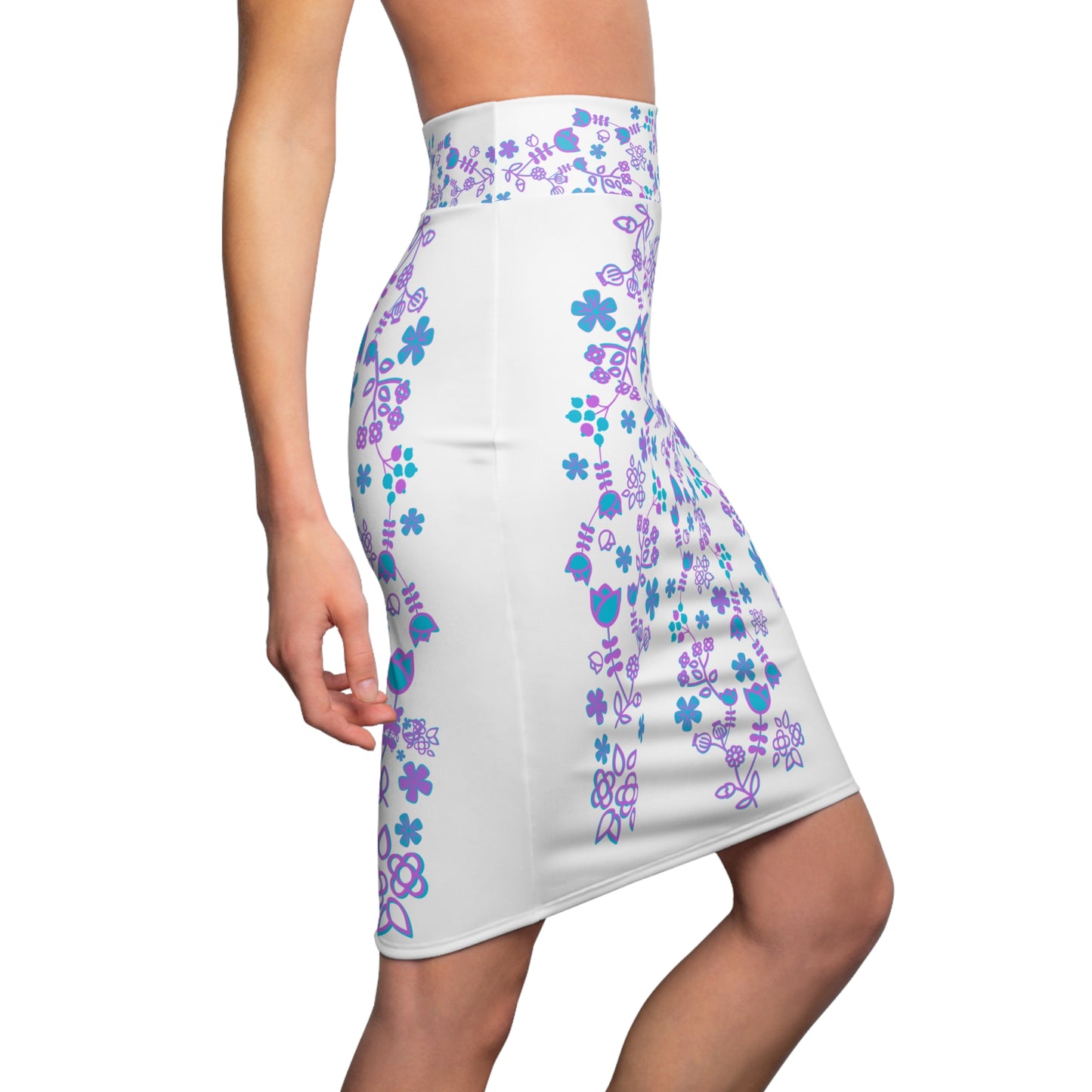 Native Floral Women's Pink Pencil Skirt