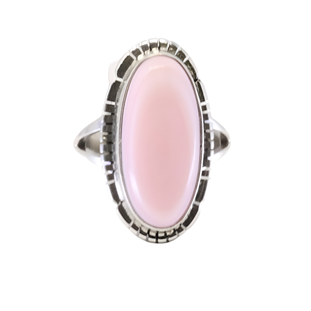 Navajo Sterling Silver Pink Concho Shell Ring