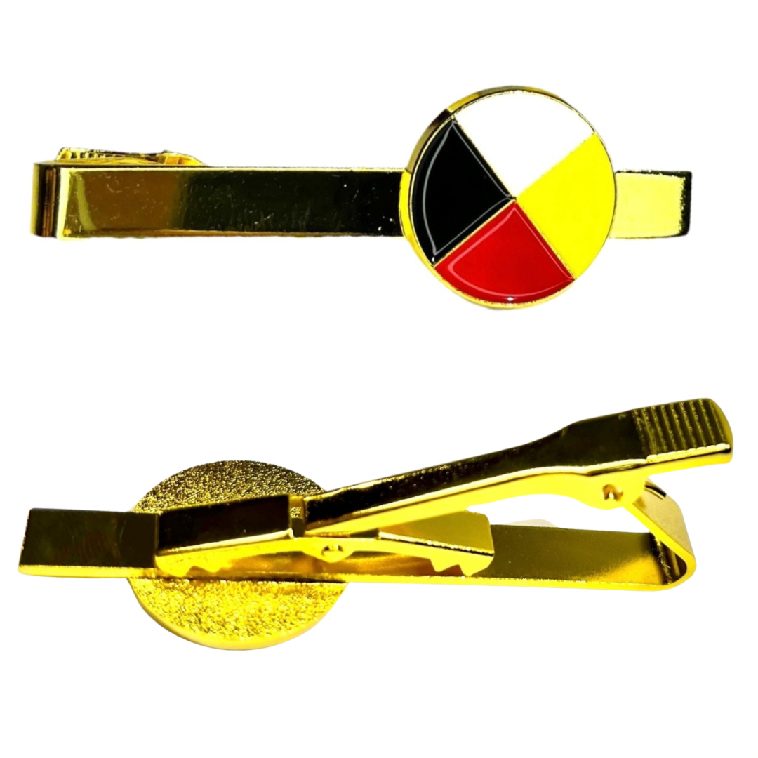 Medicine Wheel 18k Gold Plated  Tie Bar Tie Clip Four Directions