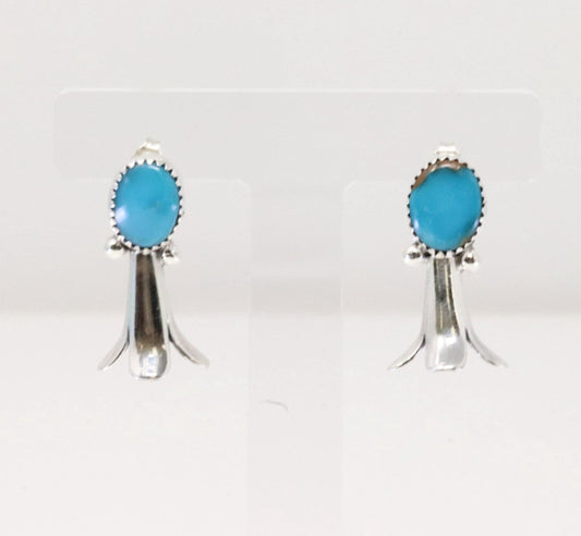 Navajo Sterling Silver Turquoise Blossom Post Earring's Signed