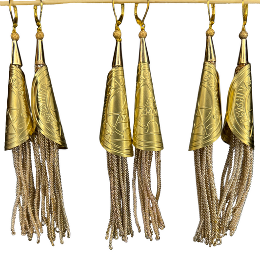 ANISHINAABE BIMISHIMO Gold Jingle Earrings