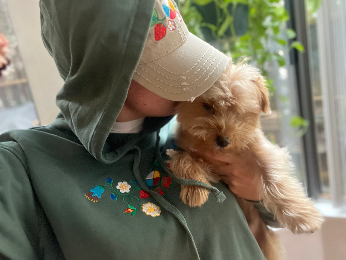 Native Floral Embroidered Oversized pigment-dyed hoodie