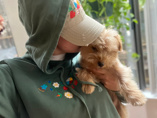 Native Floral Embroidered Oversized pigment-dyed hoodie