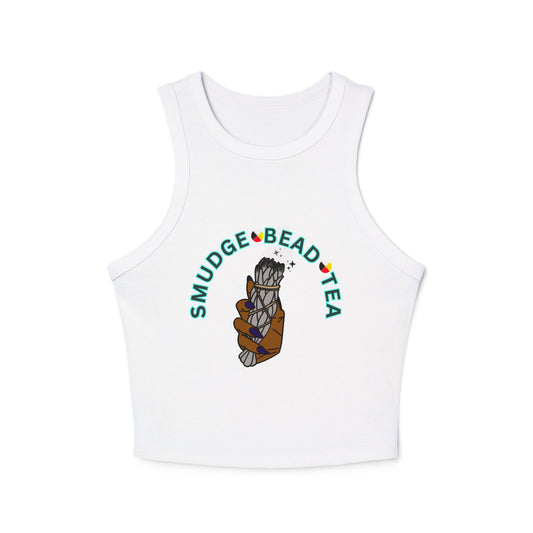 Smudge Bead Tea Micro Rib Racer Tank Top