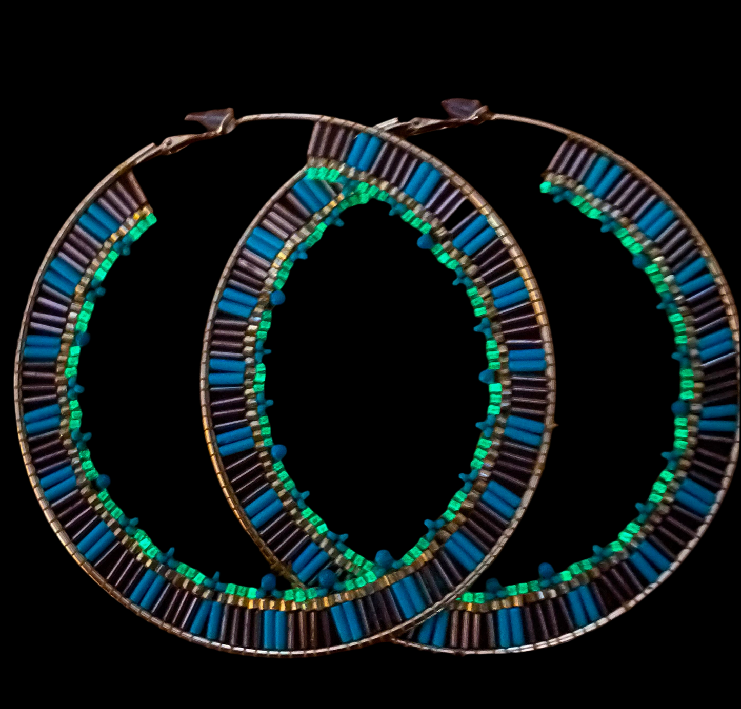 XXL Beaded Glow in the Dark Hoops