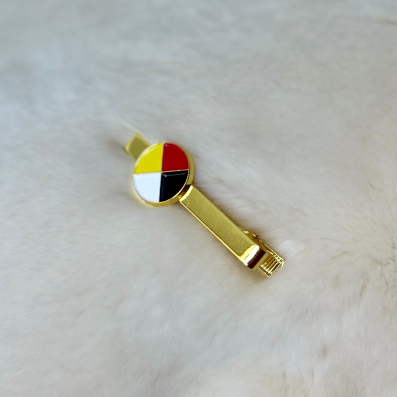 Medicine Wheel 18k Gold Plated  Tie Bar Tie Clip Four Directions