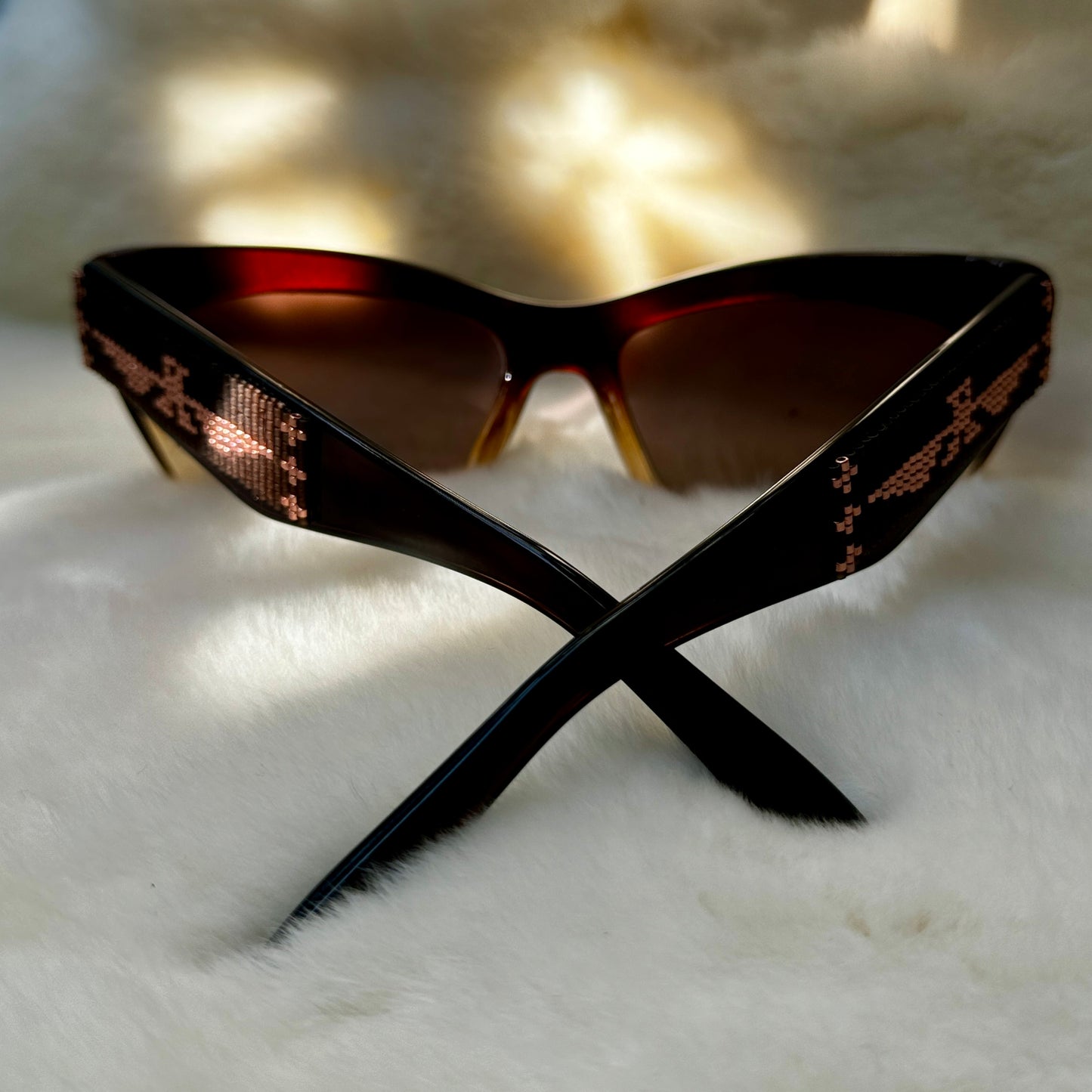 Polarized Dark Brown Beaded Thunderbird Sunglasses