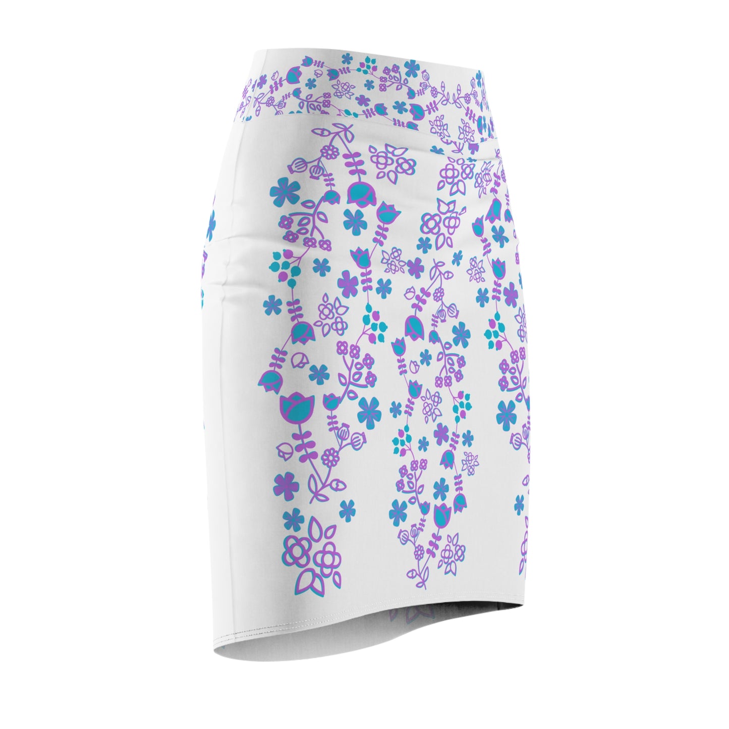 Native Floral Women's Pink Pencil Skirt