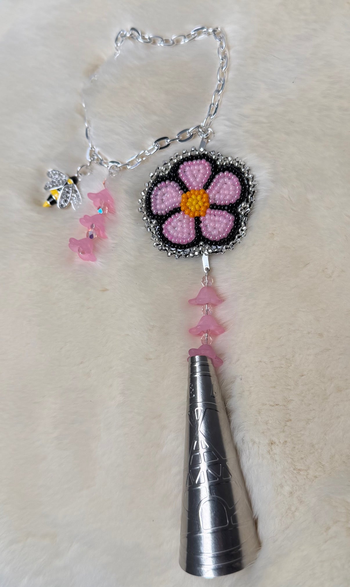 Cherry Blossom Beaded Bag Charm & Jingle
