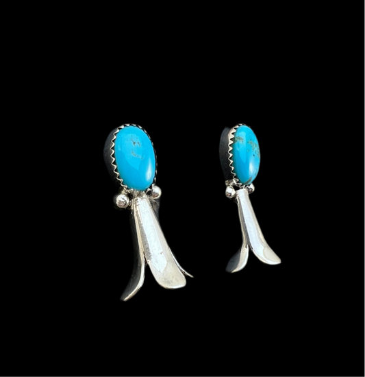 Silver Turquoise Blossom Post Earring's