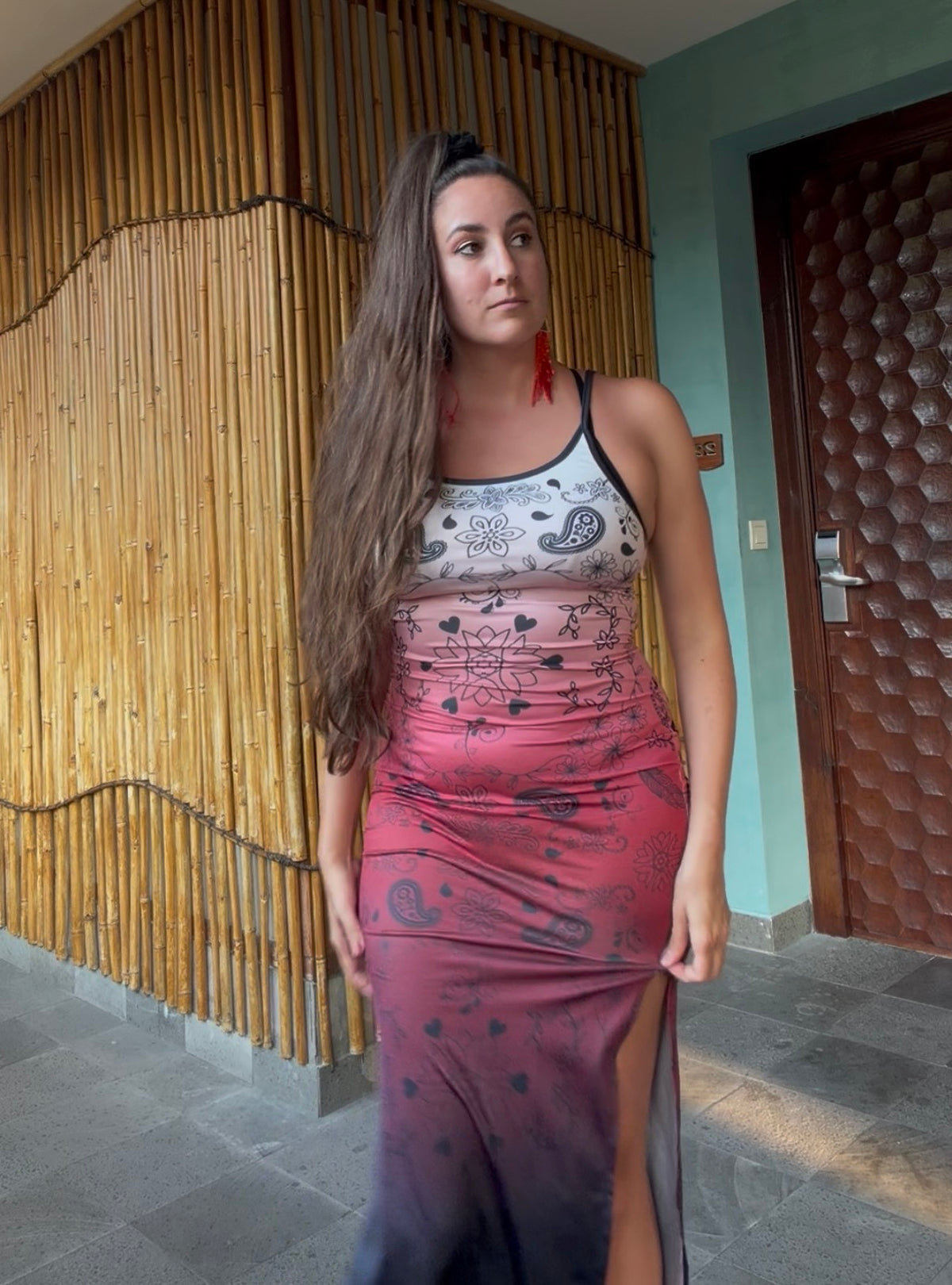 Bandana Long Slit Dress