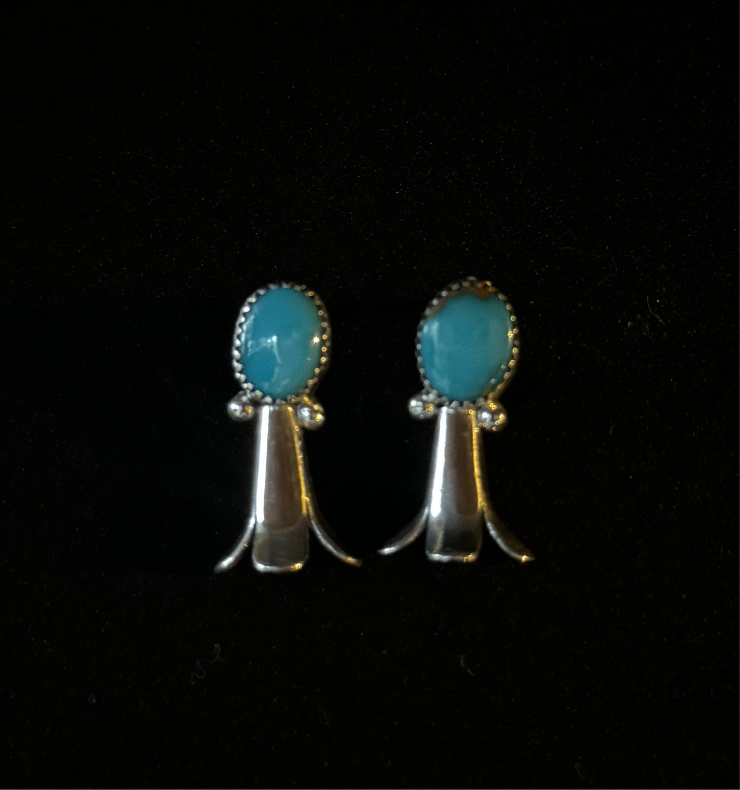 Navajo Sterling Silver Turquoise Blossom Post Earring's Signed