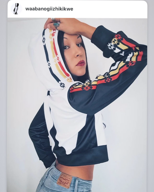 Ribbon Medicine Wheel Cropped Zip up Hoodie