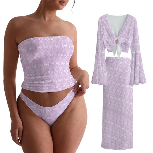 Indigenous Butterfly Floral Sheer Lounge Thong Set 