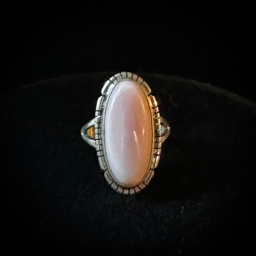 Navajo Sterling Silver Pink Concho Shell Ring