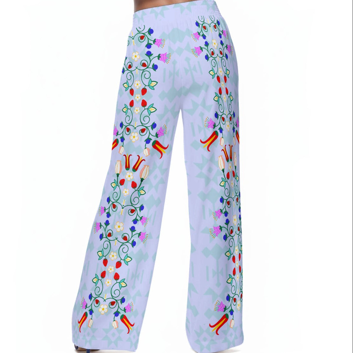Floral Wide-Leg Pants Rayon