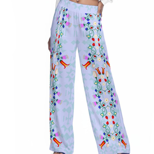 Floral Wide-Leg Pants Rayon