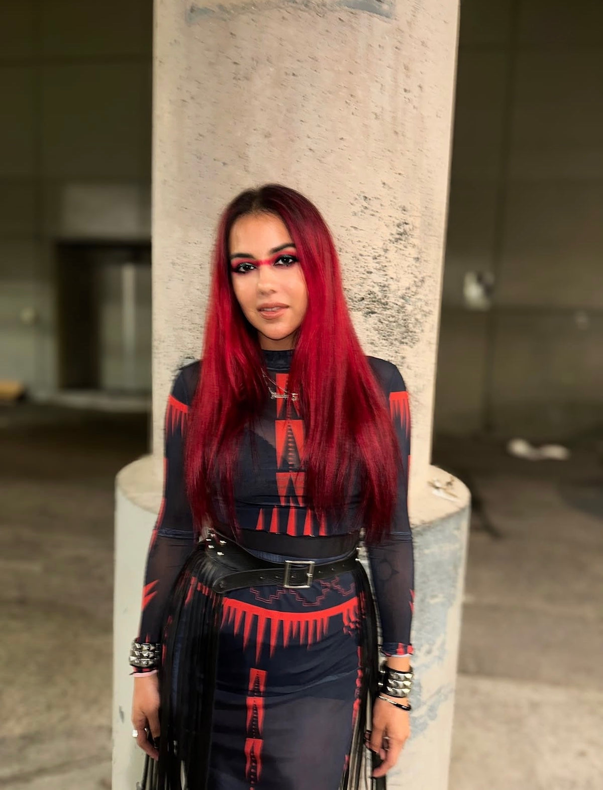 NTV mihko ᒥᐦᑯ Red Mesh Skirt Set