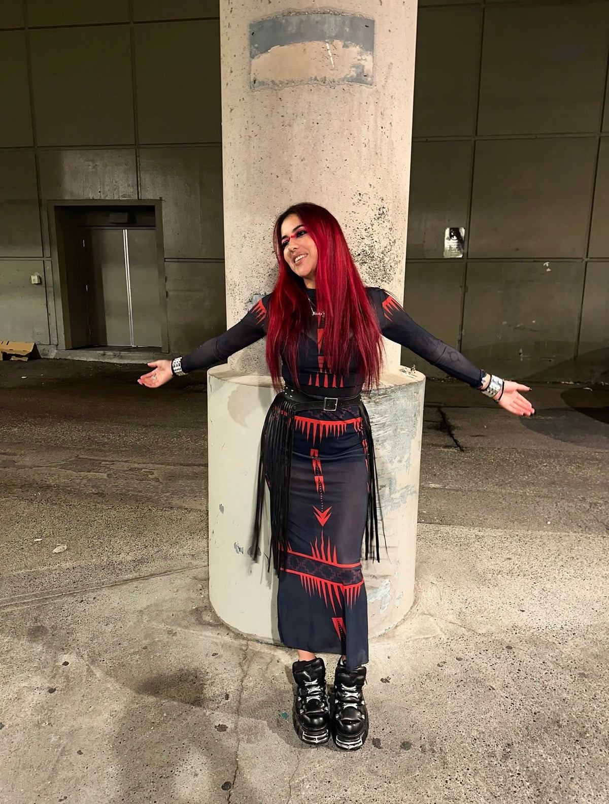 NTV mihko ᒥᐦᑯ Red Mesh Skirt Set