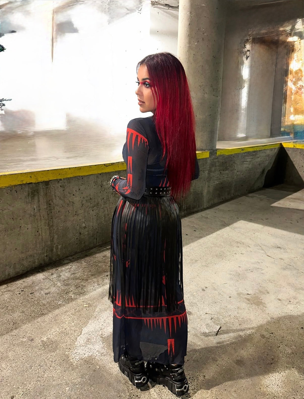 NTV mihko ᒥᐦᑯ Red Mesh Skirt Set