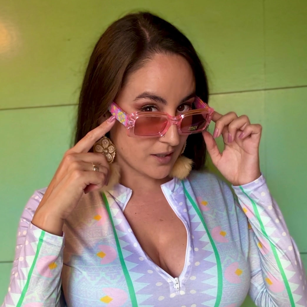 Pink Delica Beaded Sunglasses