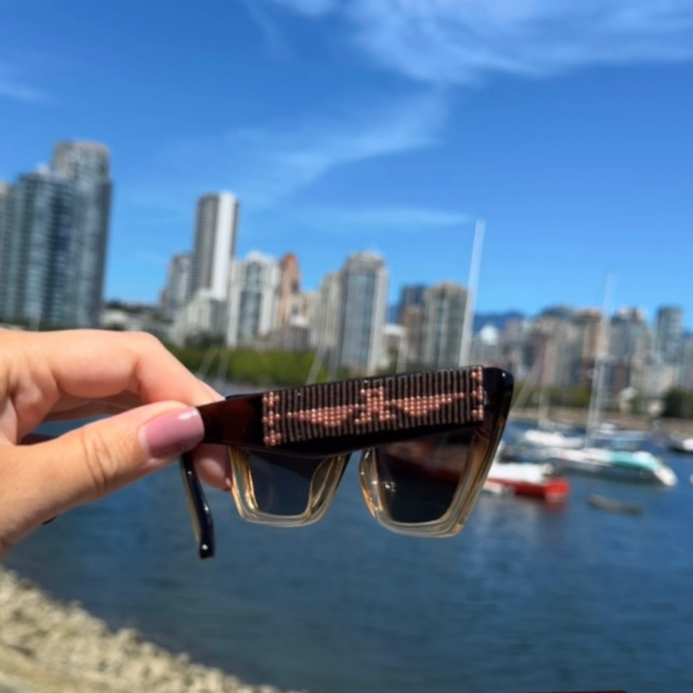 Polarized Dark Brown Beaded Thunderbird Sunglasses