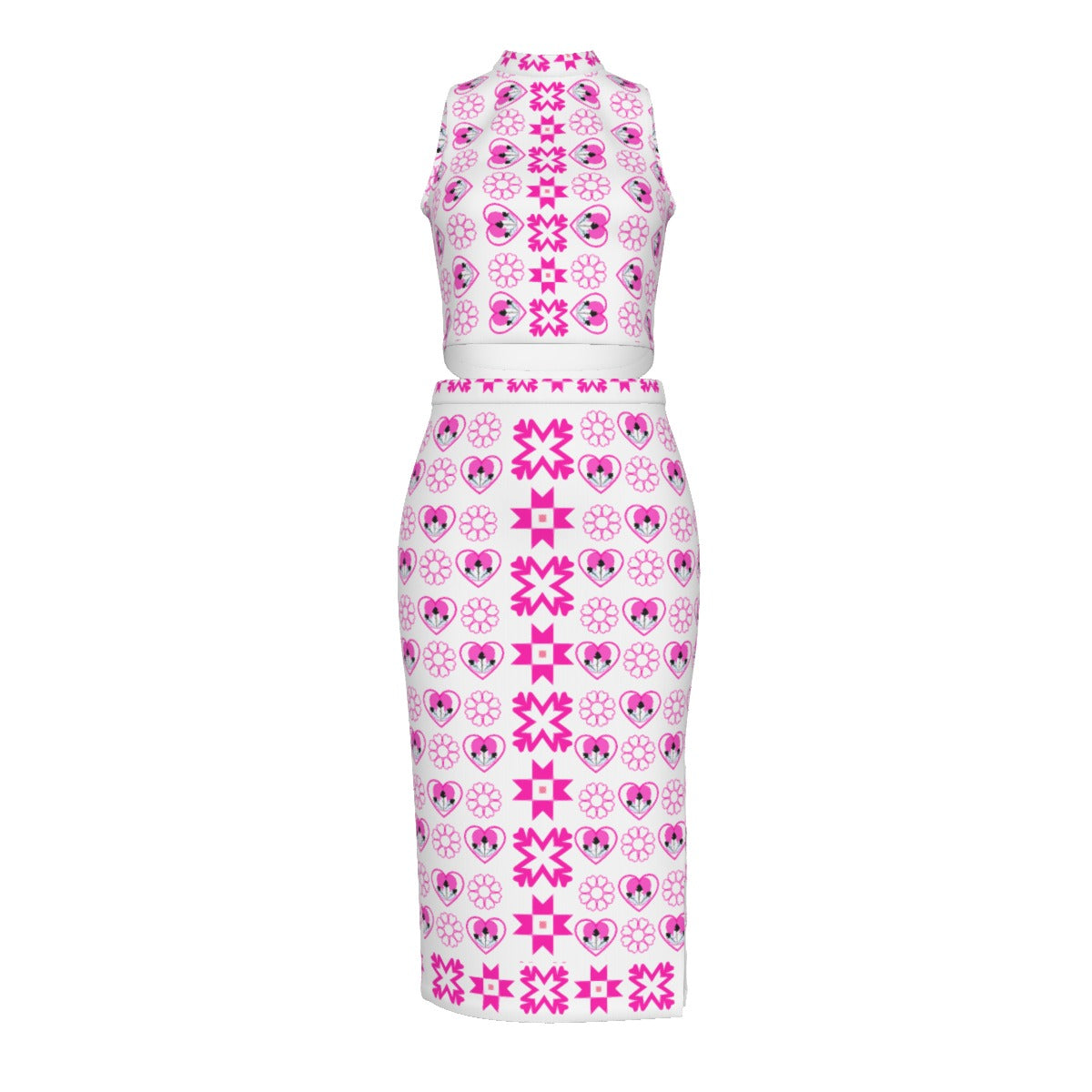 Heart Pencil Skirt Set Pink