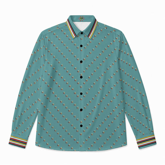 Medicine Wheel Dress shirt sîpihko-papakiwayân ᓰᐱᐦᑯ ᐸᐸᑭᐊᐧᔮᐣ blue shirt