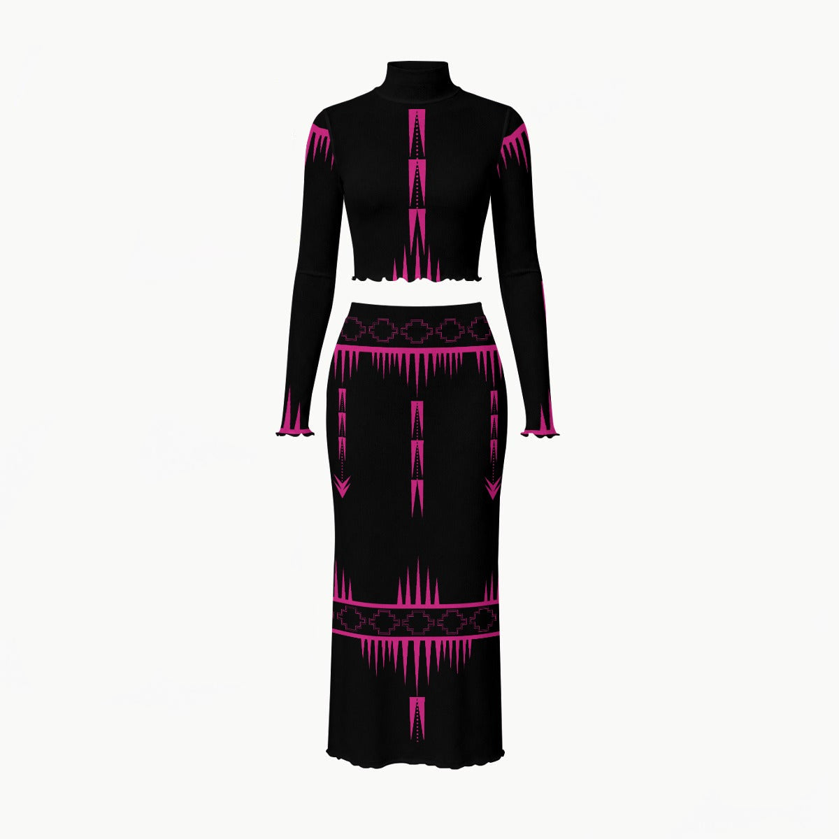 NTV Print Mesh Skirt Set Pink