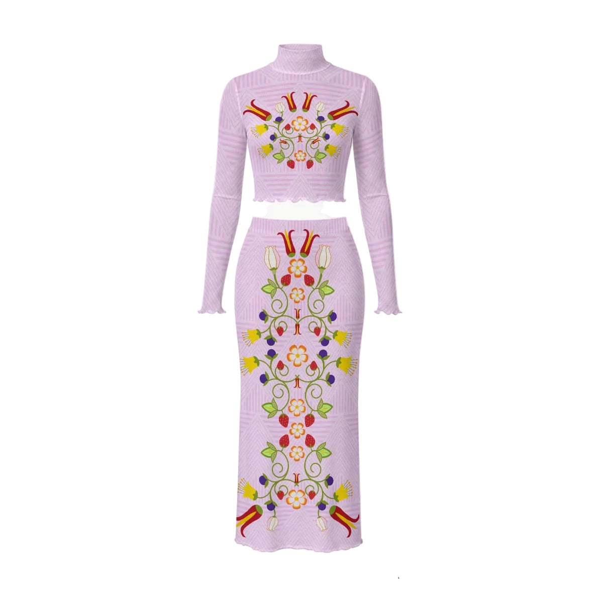 Paintbrush Floral Mesh Skirt Set