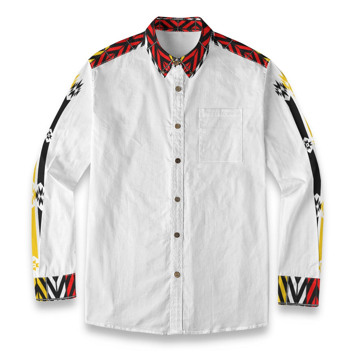Native Ribbon Long Sleeve Button down Cotton Shirt