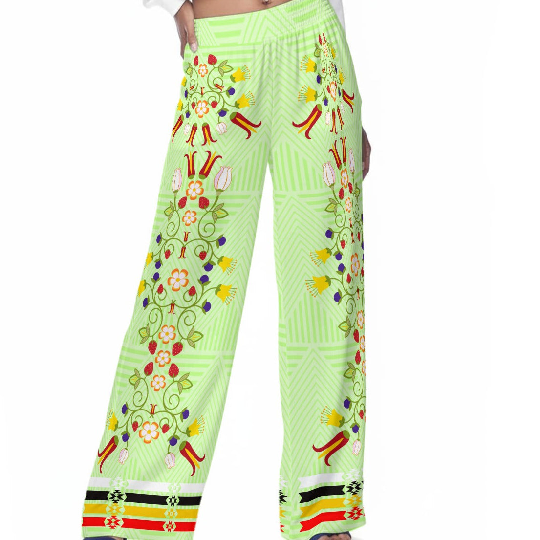 Indigenous Ribbon Wide-Leg Pants Rayon