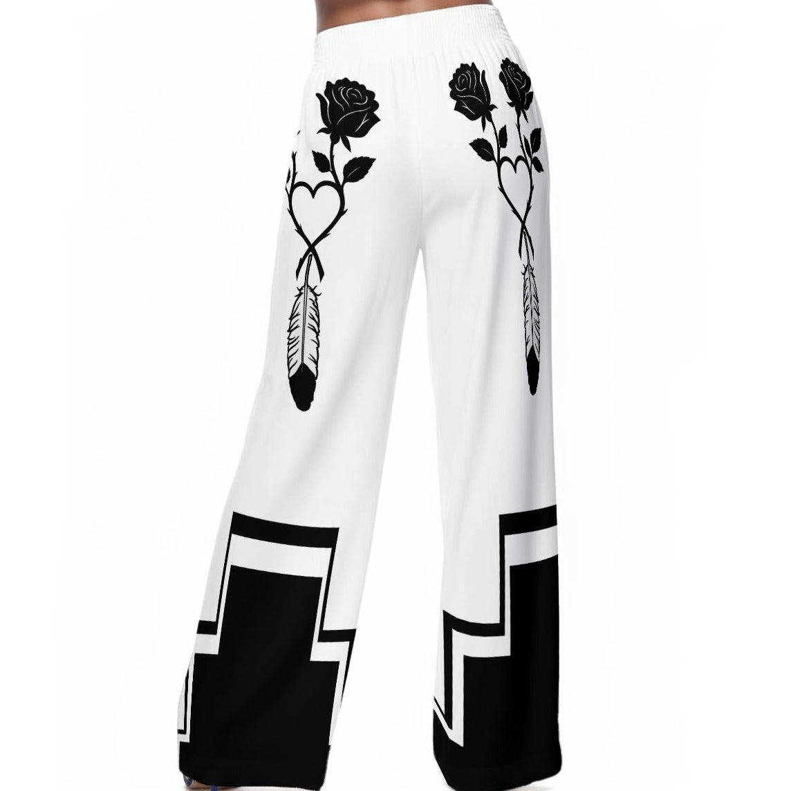 Rose Flowy Wide-Leg Pants 100% Rayon