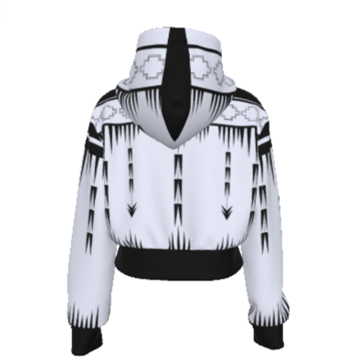 Native Print Cropped Zip up Hoodie