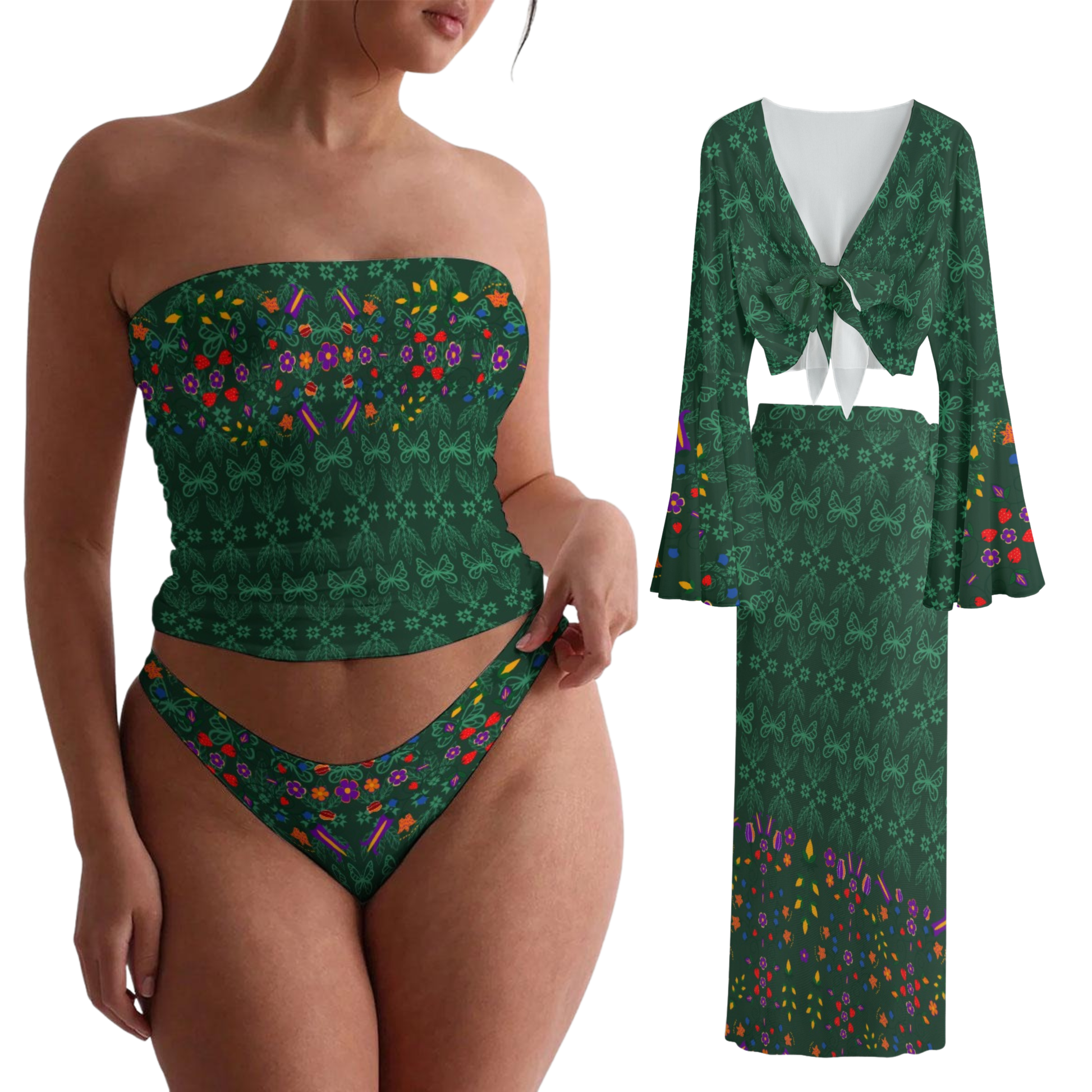 Sheer Lounge Thong Set Indigenous fashion swimwear loungwear
